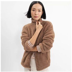 Lands' End NWT - W's Long Sleeve Cozy Full Zip Top - Warm Tawny Brown - Medium